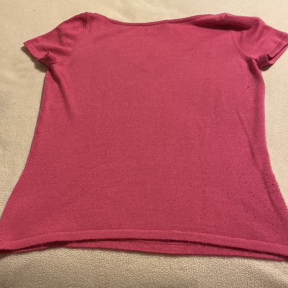 Oscar de la Renta Silk and Cashmere Short Sleeve V Neck Sweater Size Medium - Picture 6 of 6